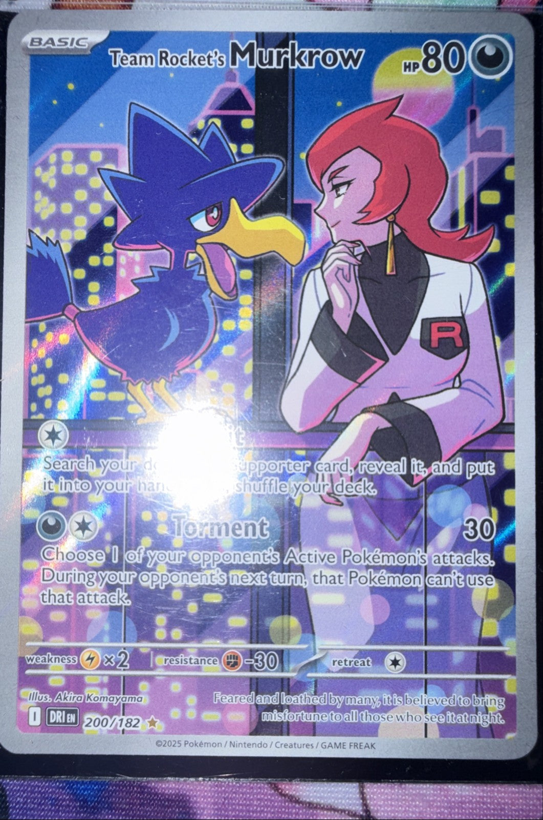 Team Rocket's Murkrow 200/182 Sv10: Destined Rivals Holo